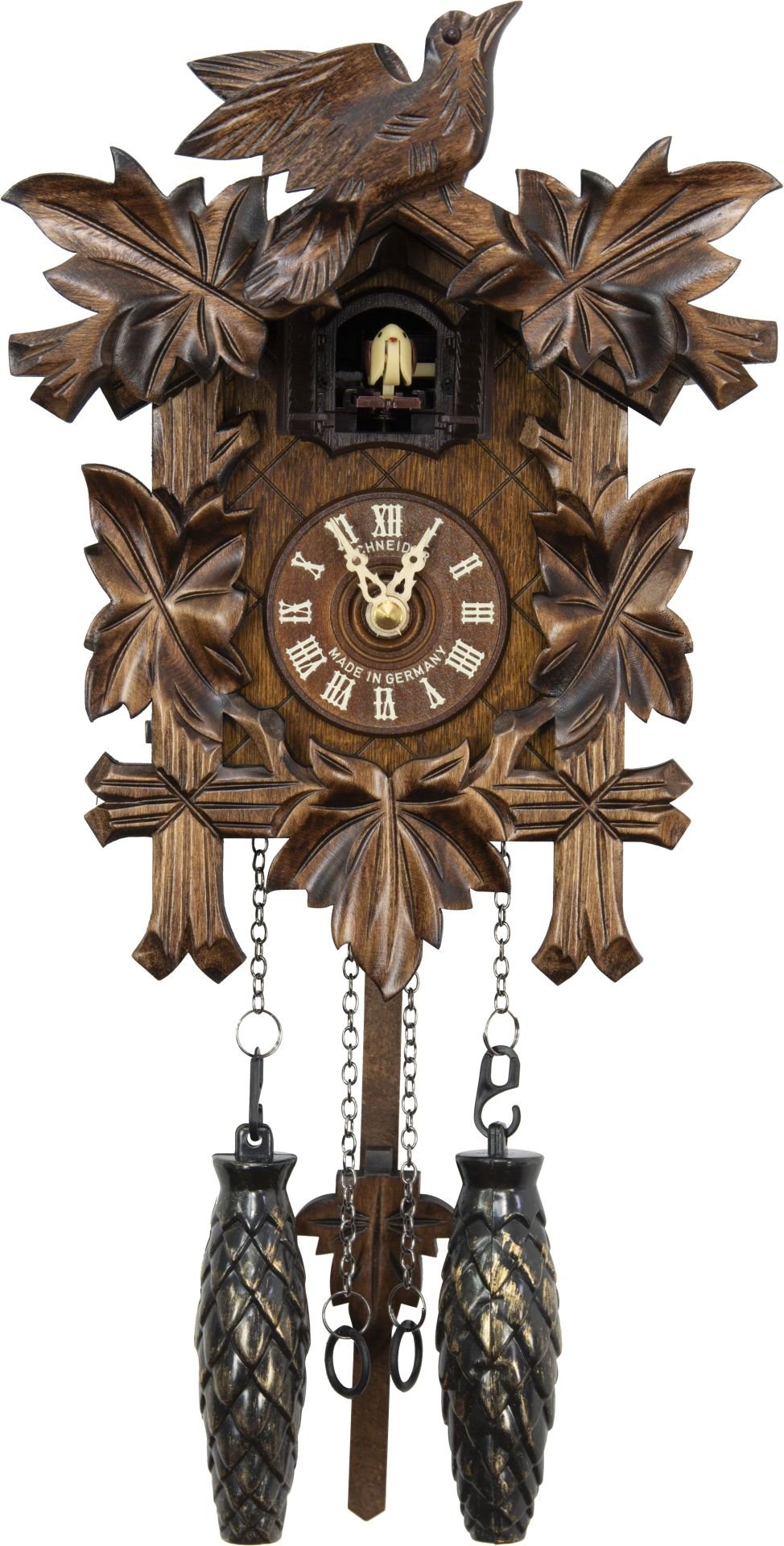 Kuckucksuhr geschnitzt Quarz-Uhrwerk 23cm von Anton Schneider