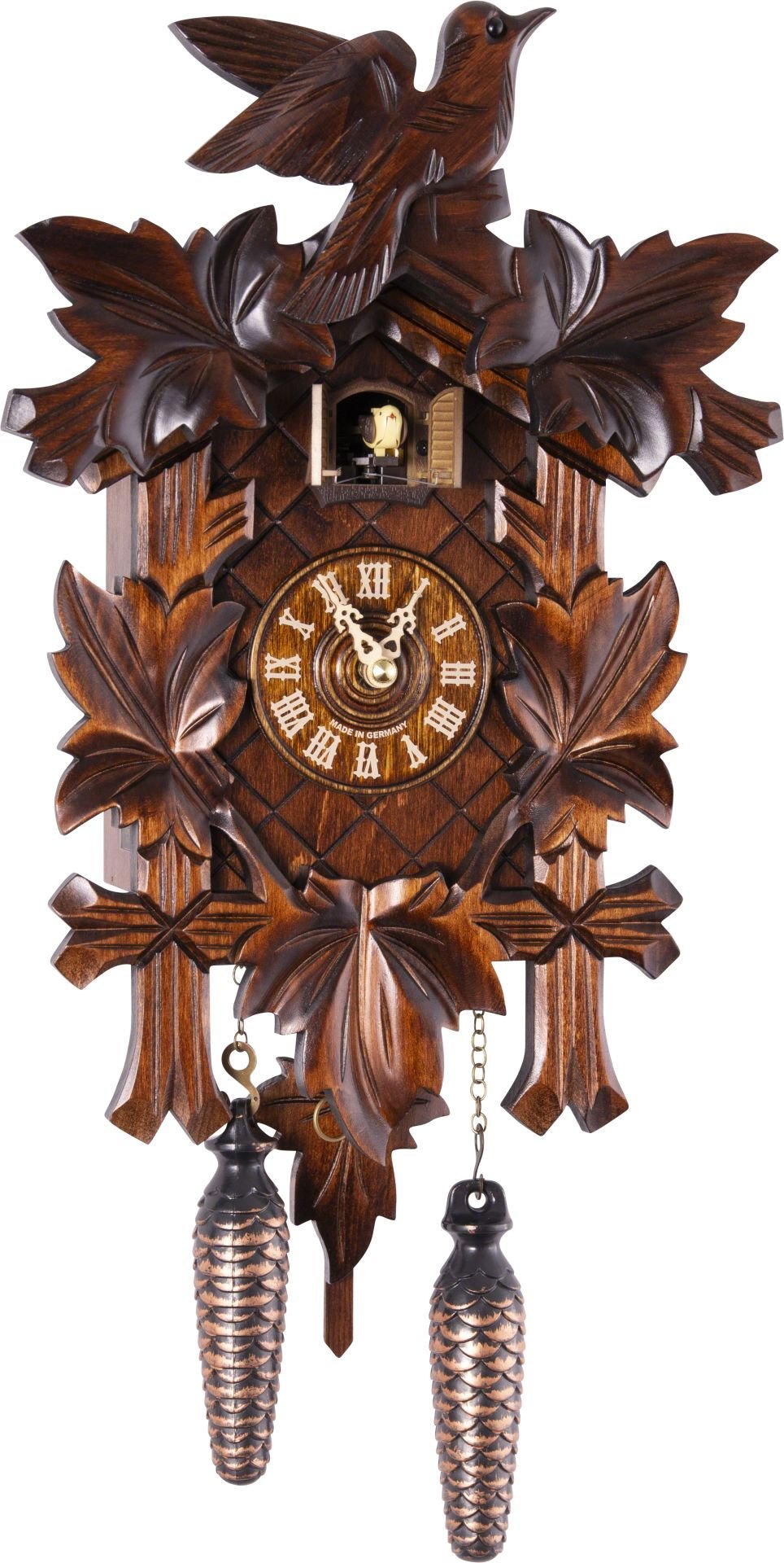 Cuckoo Clock Carved Style Quartz Movement 35cm by Trenkle Uhren